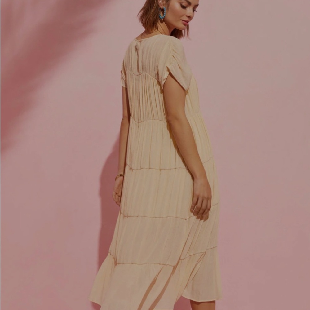 NWT VICI Cream Tiered Maxi Dress Boho Modest Romantic Cottagecore NWT S M L